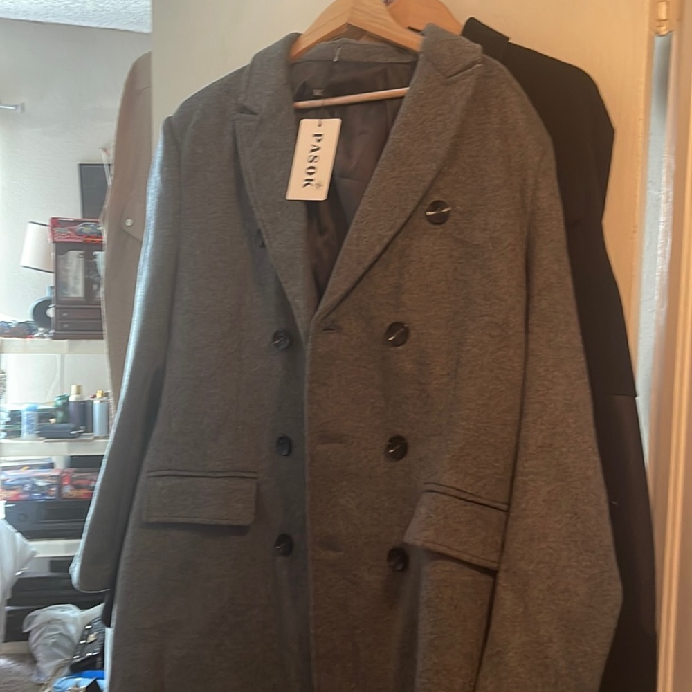 A medium gray trenchcoat brand new